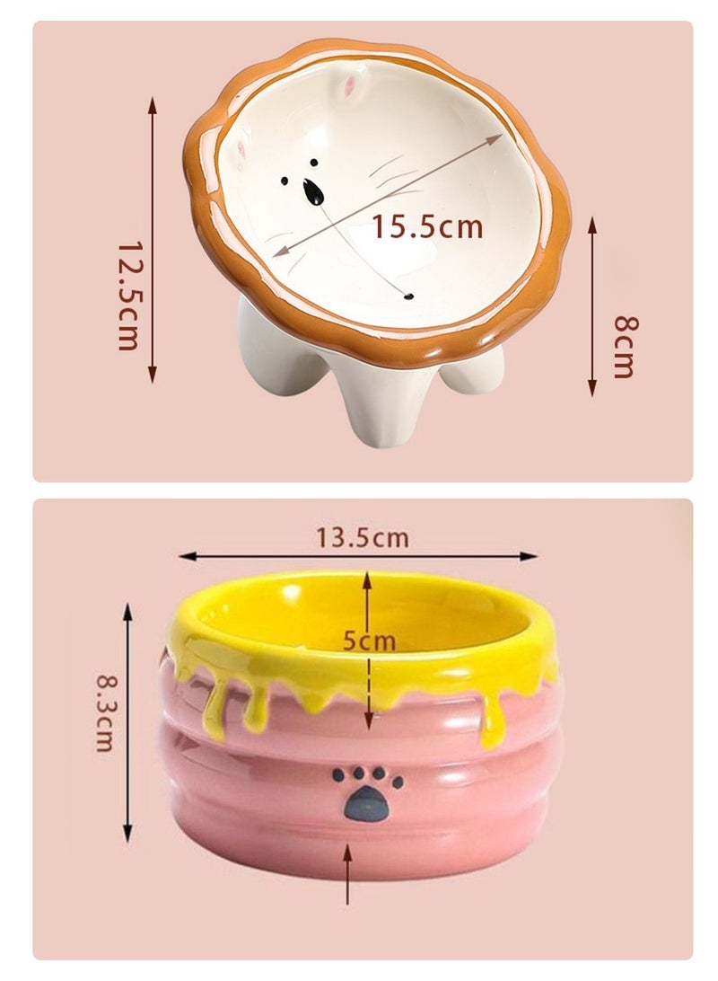 BEIRUI 2PCS Ceramic Cat Food Bowl - Anti-Vomit Elevated Feeding Dish for Cats and Small Dogs, Slip-Resistant Wide-Tilt Design, Dishwasher-Safe Pet Bowl - Image 3